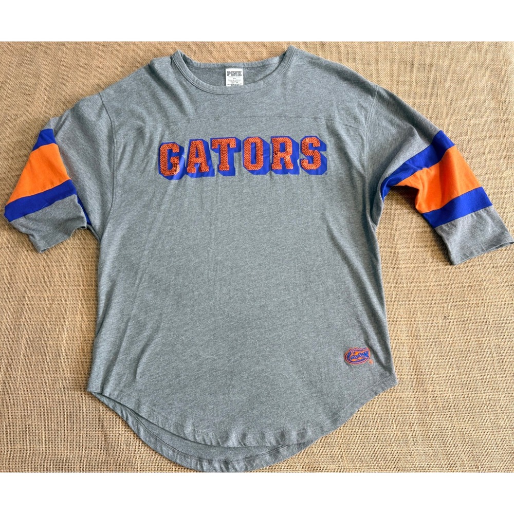 PINK Victoria's Secret Y2K Florida Gators Sequin Jersey Tee Gray XS Embellished